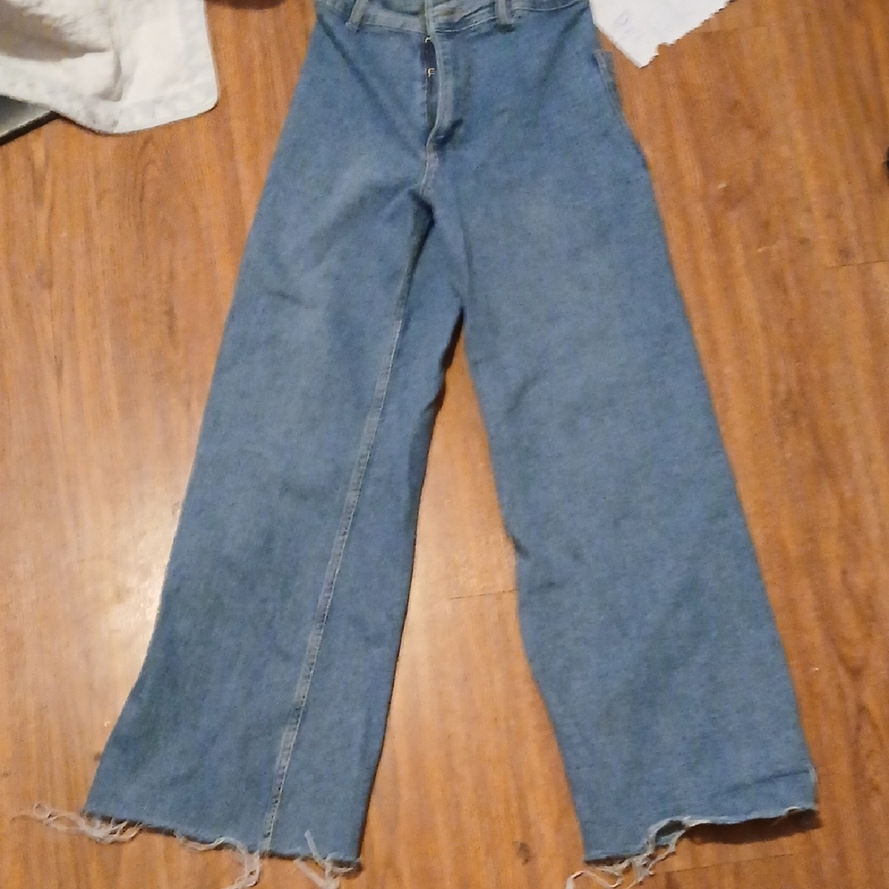 Zara Wide-Leg Denim Jeans in Light Blue